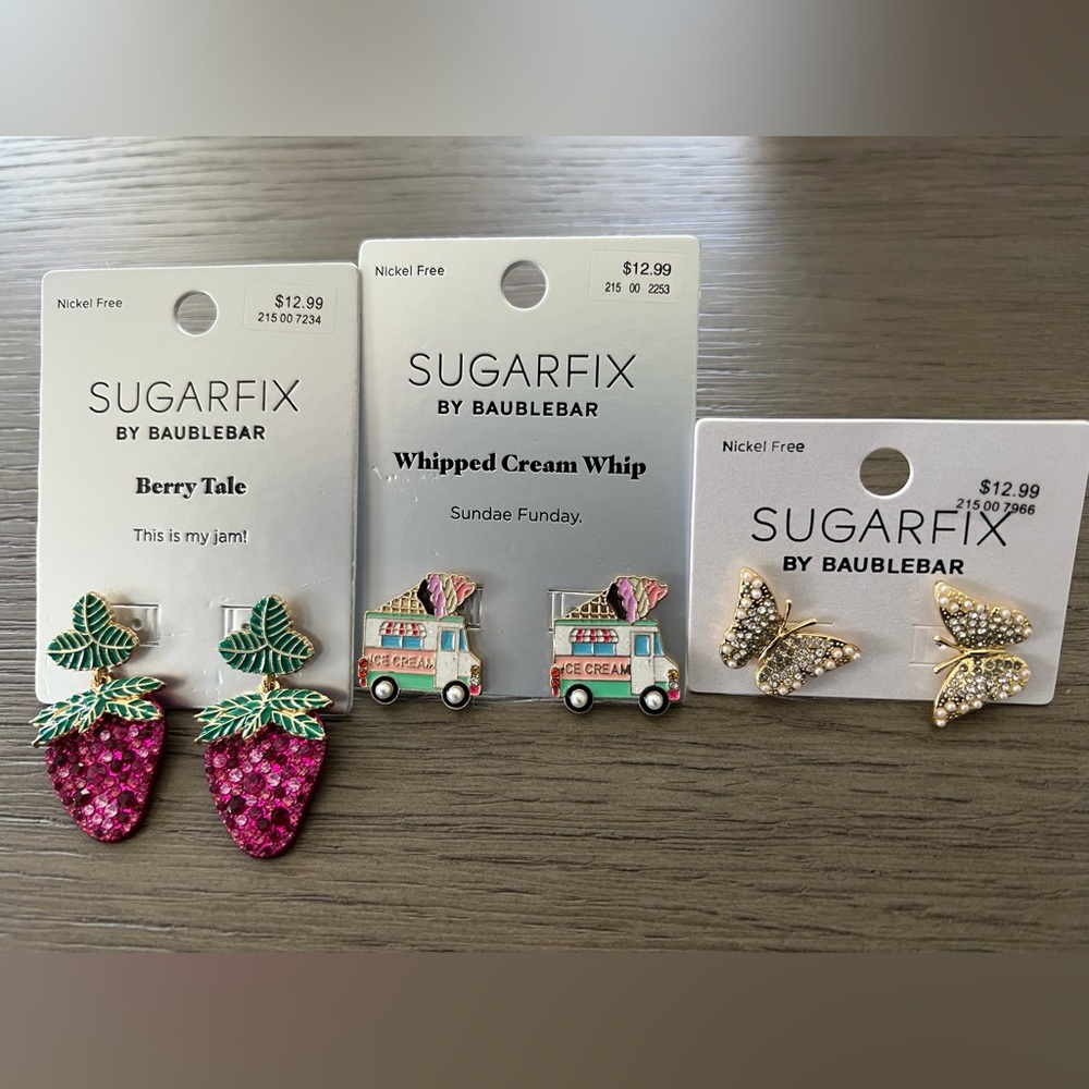 3 pairs Sugarfix  Earrings Bundle NWT Fun Statement Jewelry Gift Set